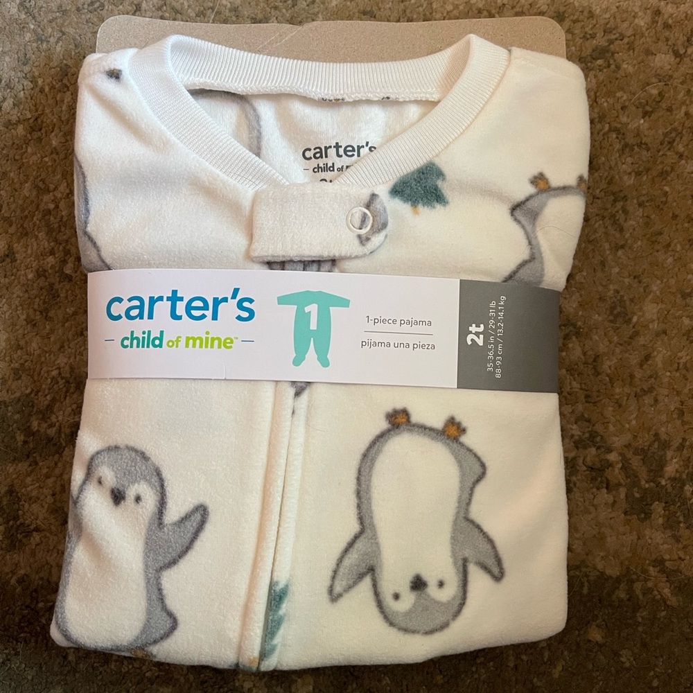 Carter's White and Gray Penguin Kids Pajamas